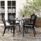 Merrick Lane Celia Set of Four Stacking Thonet Bistro Style Chair with Arms, PE Rattan Seat, and Metal Frame for Indoor/Outdoor Use